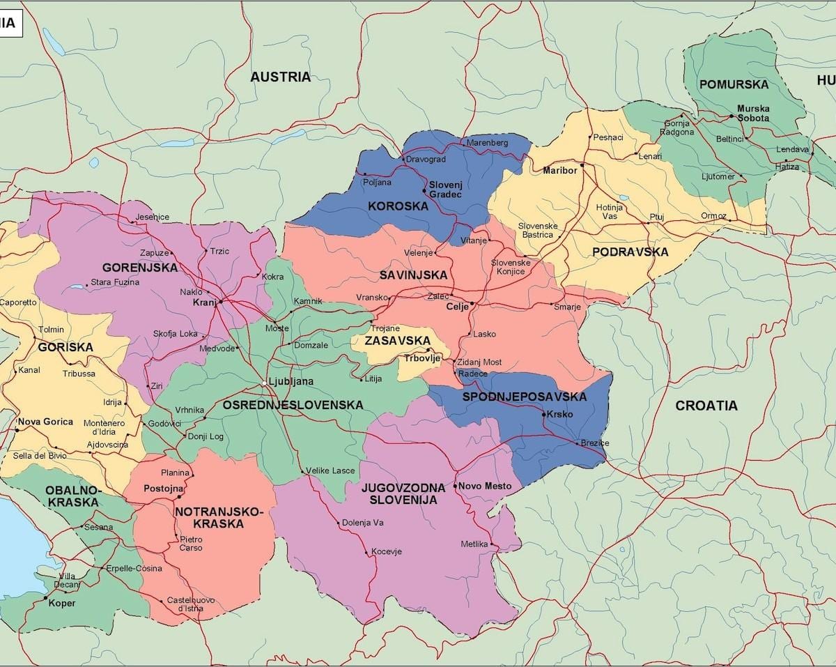 Карта Словенії політичних