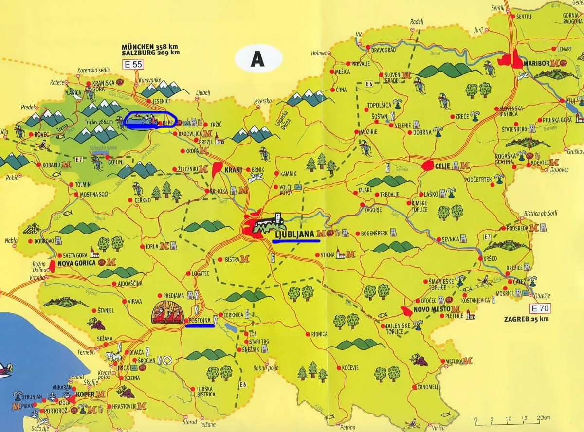 Карта Словенія пам'ятки