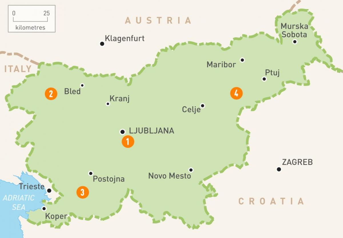 Карта Ново место Словенія