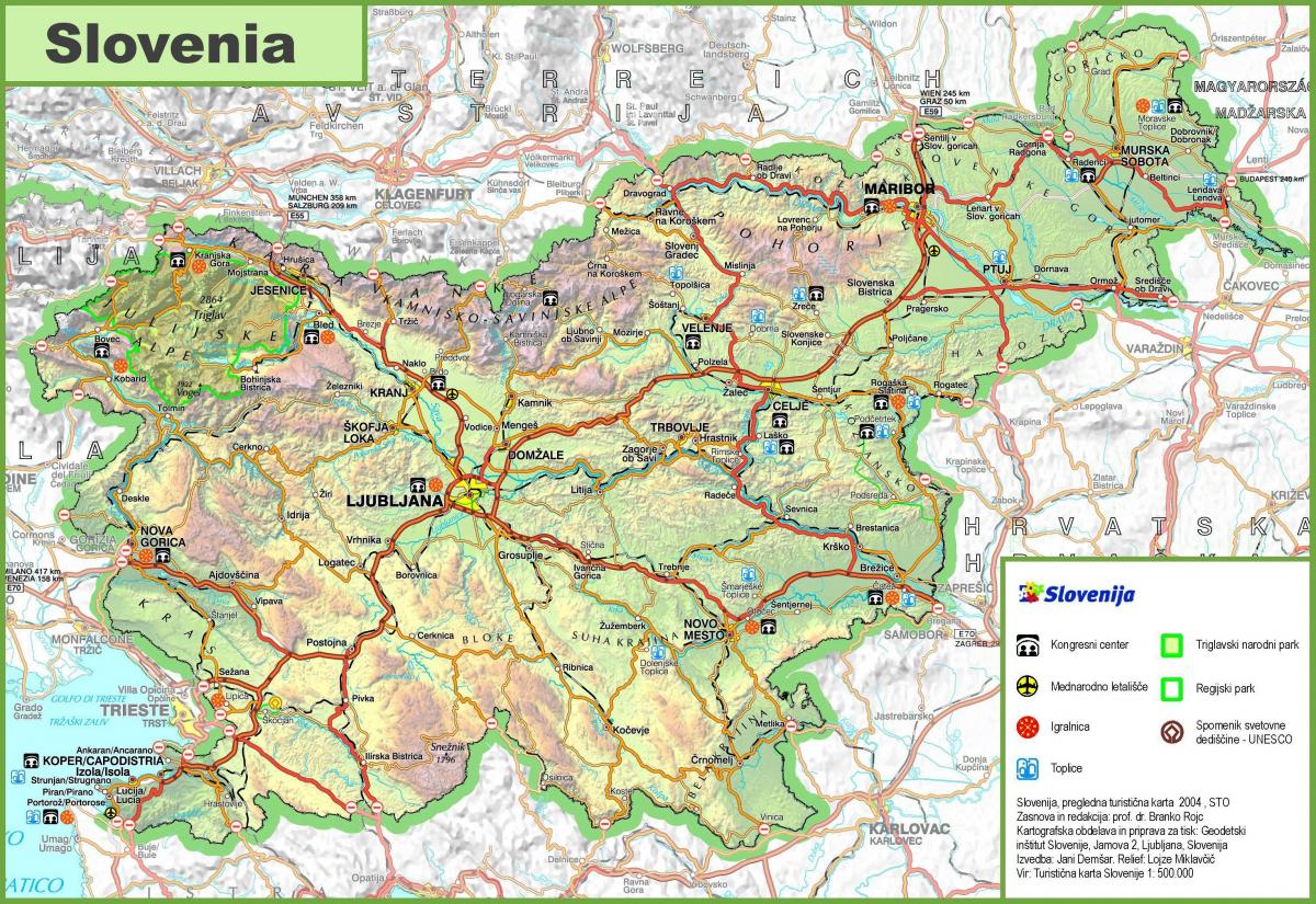 Карта Словенії дорозі