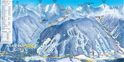 Карта Словенія гірськолижні курорти