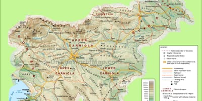 Карта Словенії фізичної